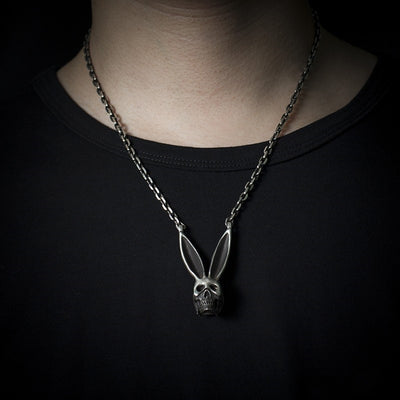 Punk style skull bunny necklace