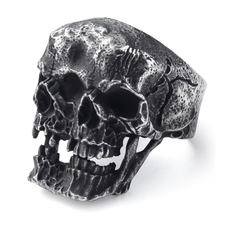 Dark style conjoined double skull ring