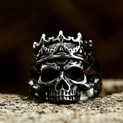 Retro Punk Crown Skull Ring