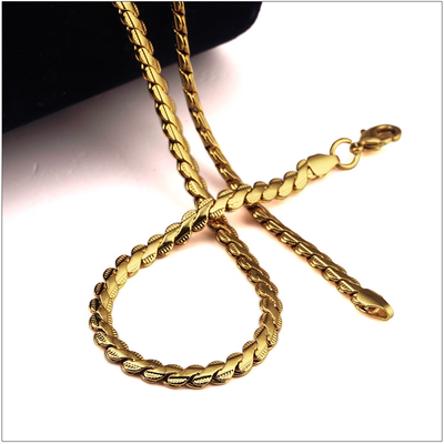 Hip Hop Style Gold Embossed Textured Necklace