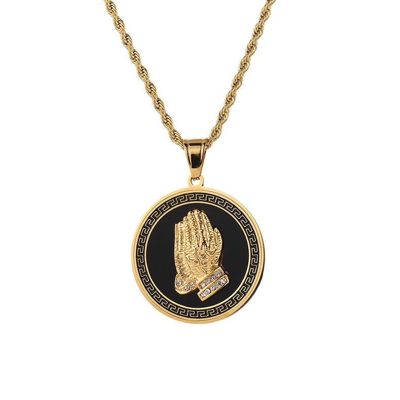 Blessing gesture medal pendant necklace