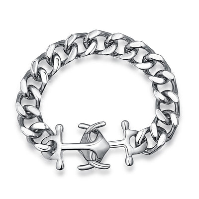 Anchor Cross Clasp Cuban Bracelet