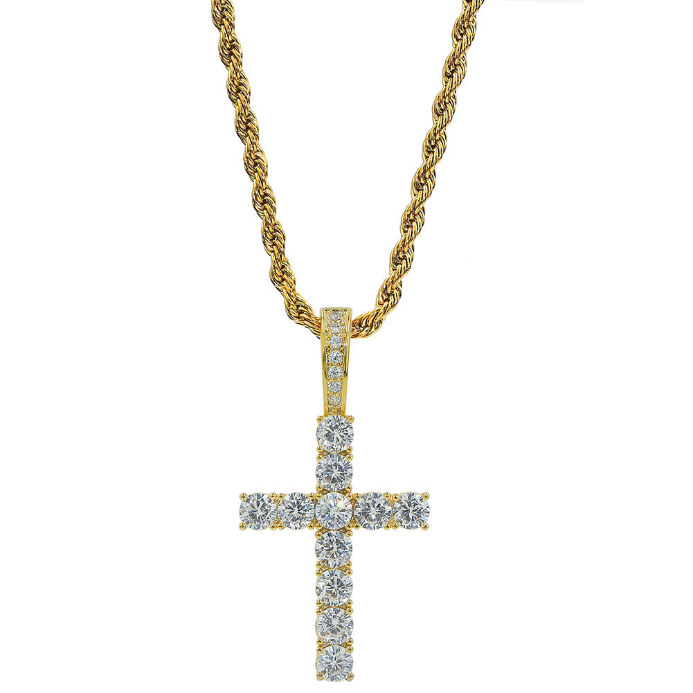 Full Diamond Cross Pendant Necklace