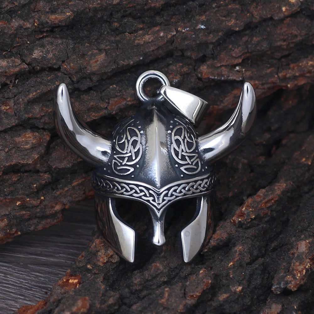 Vintage Warrior Helmet Pendant Necklace