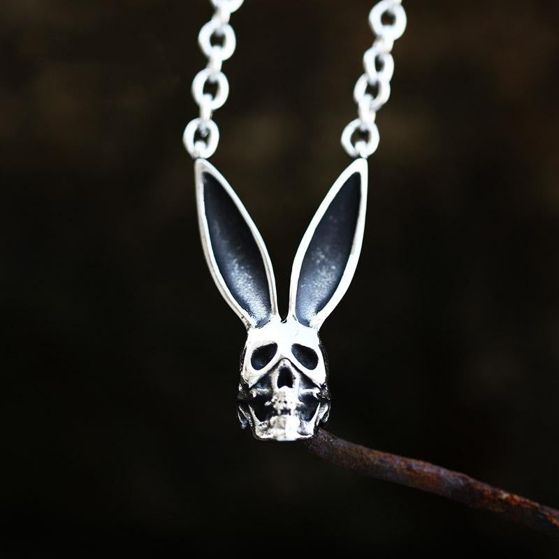 Punk style skull bunny necklace