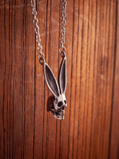 Punk style skull bunny necklace