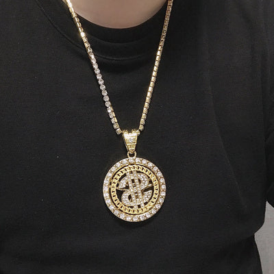 Rotatable Dollar Diamond Necklace