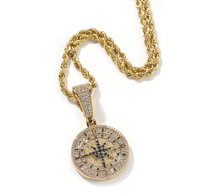 Diamond Compass Pendant Necklace