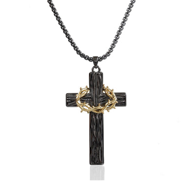 Thorns entwined cross necklace