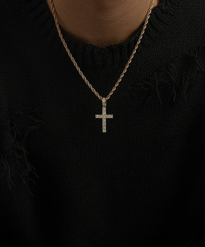 Full Diamond Cross Pendant Necklace