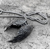 Vintage Silver Angel Wings Pendant Necklace