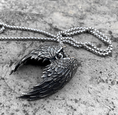 Vintage Silver Angel Wings Pendant Necklace