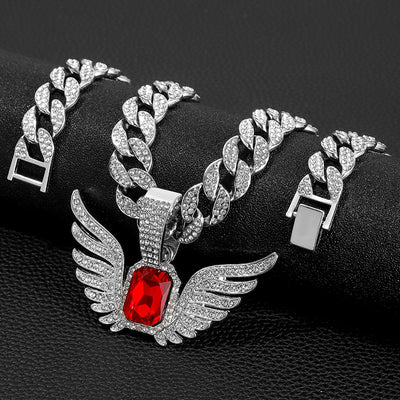 Ruby Wings Pendant Necklace