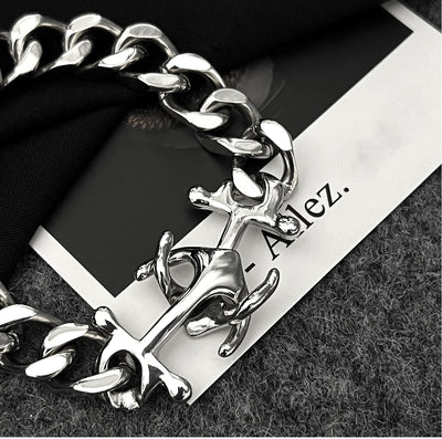 Anchor Cross Clasp Cuban Bracelet