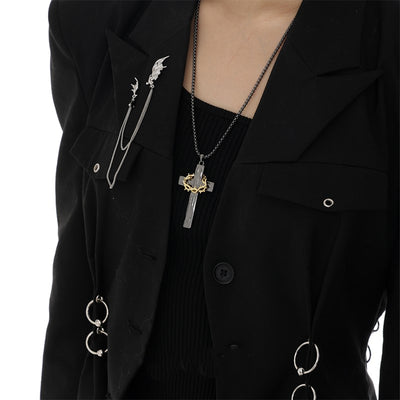 Thorns entwined cross necklace