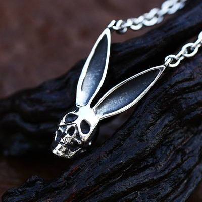 Punk style skull bunny necklace