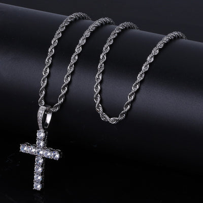 Full Diamond Cross Pendant Necklace