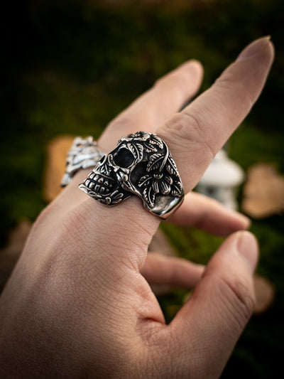 Mandala Flower Skull Ring