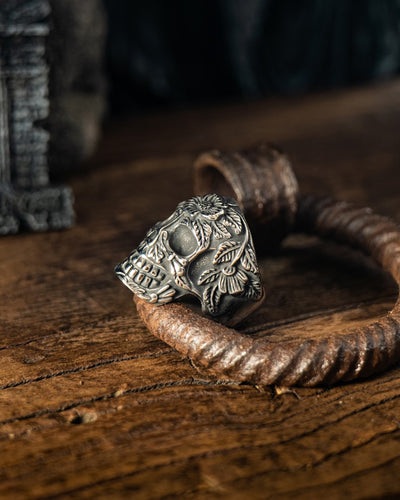 Mandala Flower Skull Ring