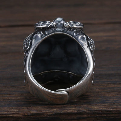 Dragon pattern skull open ring