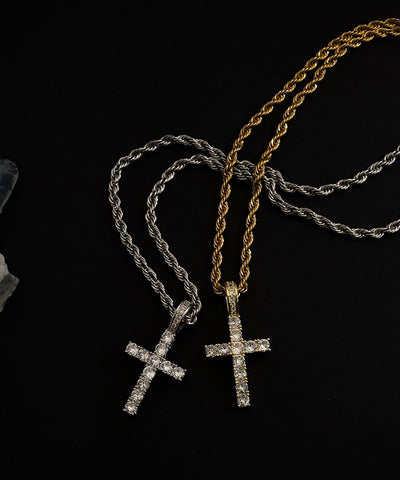 Full Diamond Cross Pendant Necklace