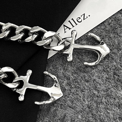 Anchor Cross Clasp Cuban Bracelet