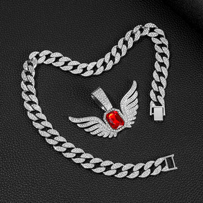 Ruby Wings Pendant Necklace