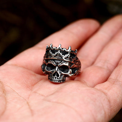 Retro Punk Crown Skull Ring