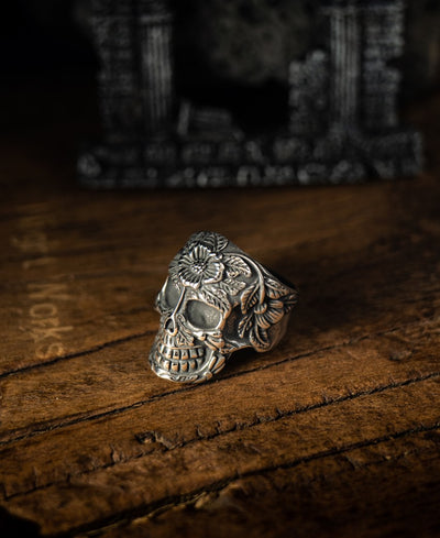 Mandala Flower Skull Ring