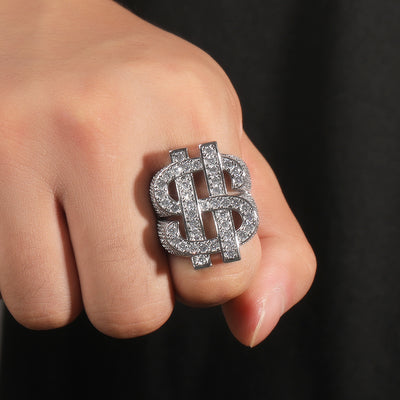 All Diamond Dollar Sign Ring