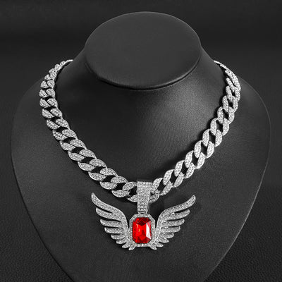 Ruby Wings Pendant Necklace