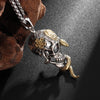 Snake entwined skull necklace