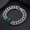 Hip hop style emerald gemstone bracelet