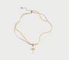 Double layer snake bone cross necklace