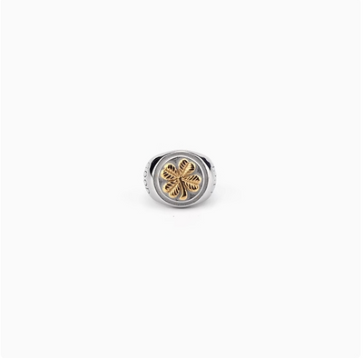 Lucky four leaf clover signet ring