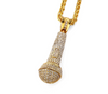 Hip hop style full diamond microphone pendant necklace