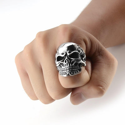 Silver Gigantic Skull Biker Ring - Viking Jewelry - Urcsilver