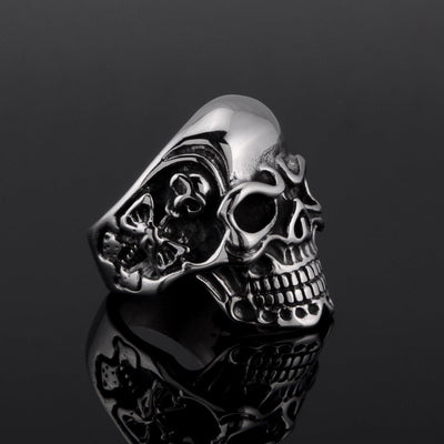 Silver Gigantic Skull Biker Ring - Viking Jewelry - Urcsilver