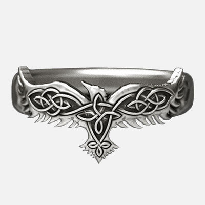 Viking Celtic Knot Raven Ring - Viking Jewelry - Urcsilver