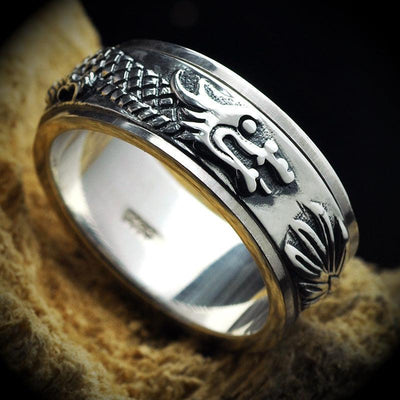 Silver Dragon Rotating Ring - Viking Jewelry - Urcsilver