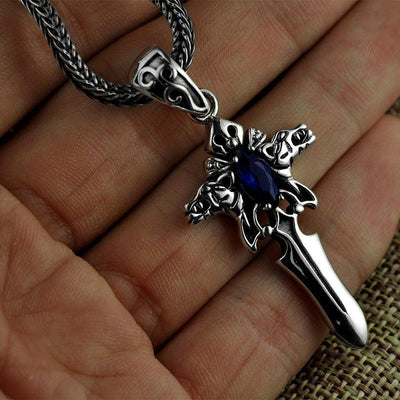 Vintage Sword Cross Pendant - Viking Jewelry - Urcsilver