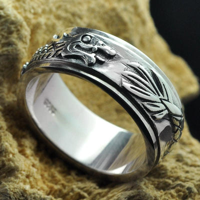 Silver Dragon Rotating Ring - Viking Jewelry - Urcsilver