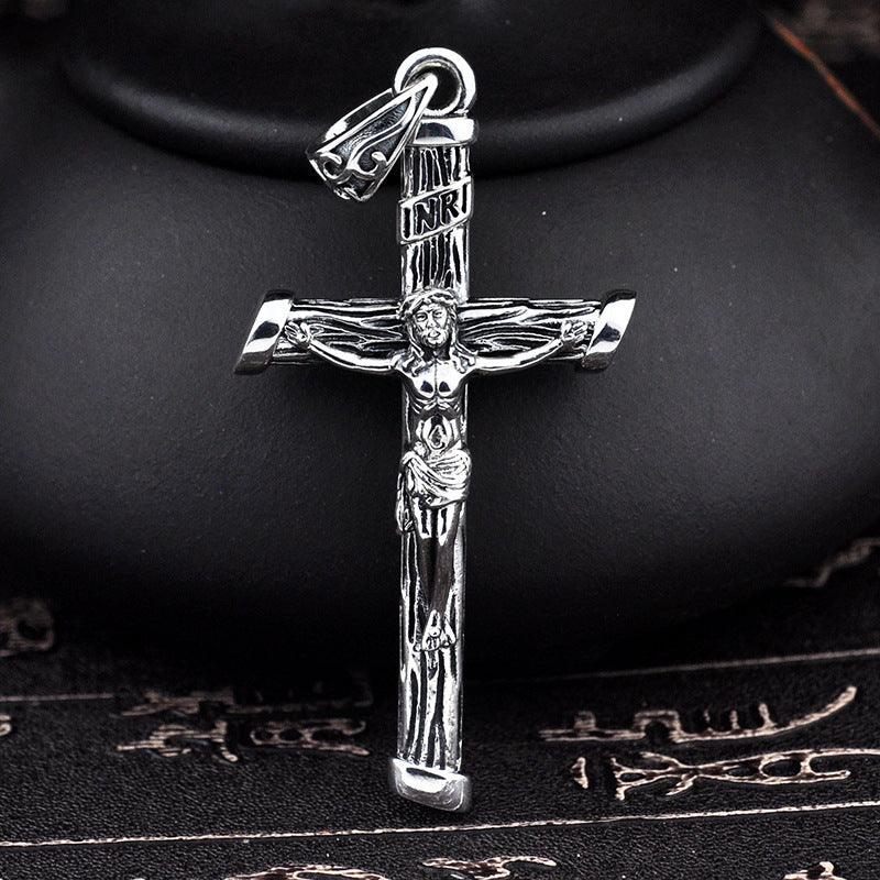 Jesus Cross Silver  Pendant - Viking Jewelry - Urcsilver