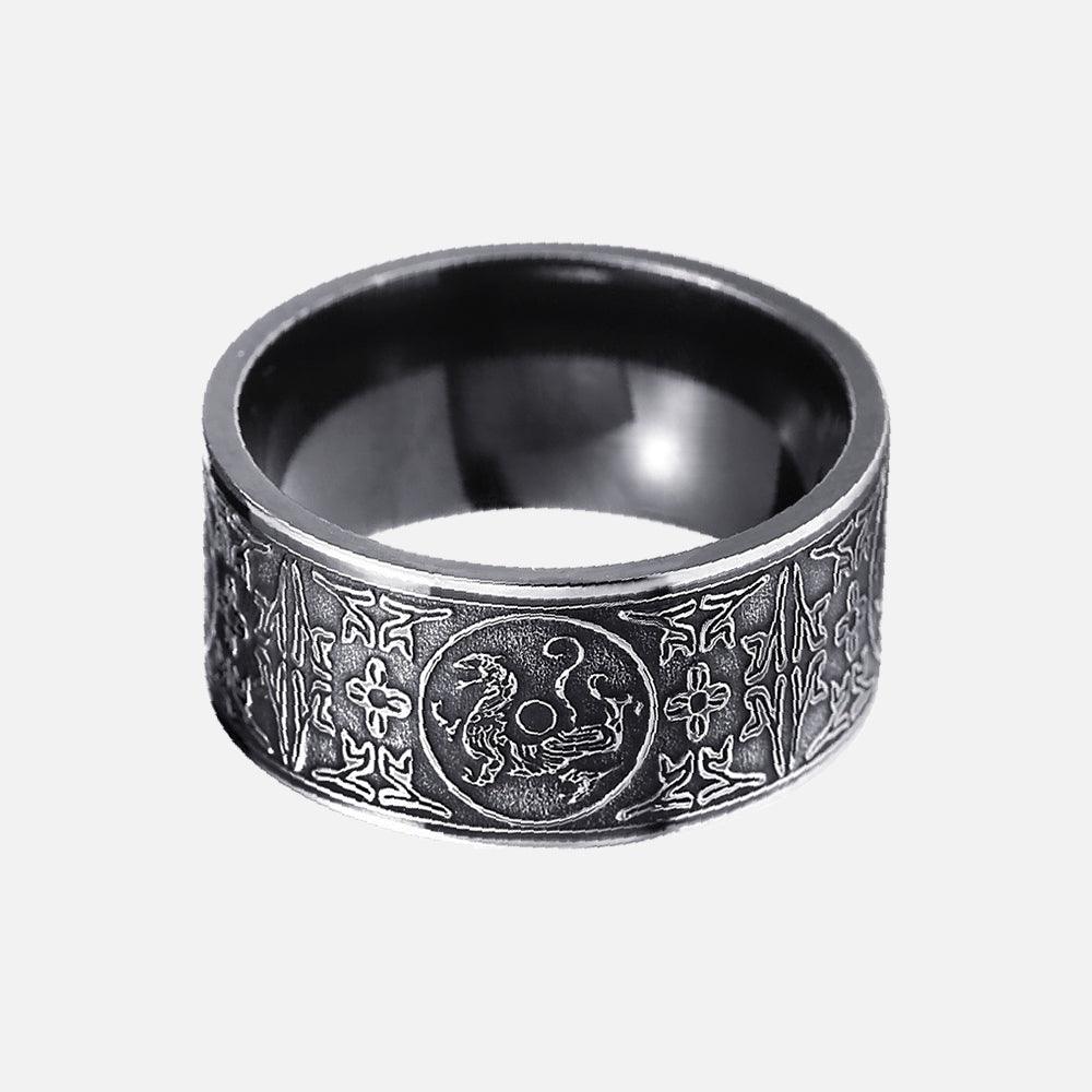 Four Ancient Beasts Stainless Steel Men's Ring - Viking Jewelry - Urcsilver