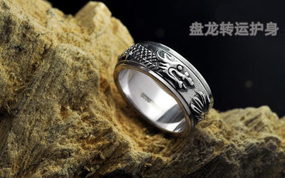 Silver Dragon Rotating Ring - Viking Jewelry - Urcsilver