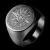 Crafted Compass Stainless Steel Men's Ring - Viking Jewelry - Urcsilver