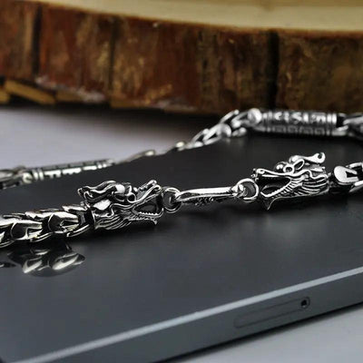 Double Head Dragon Scale Necklace - Viking Jewelry - Urcsilver