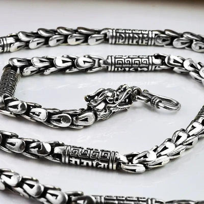 Double Head Dragon Scale Necklace - Viking Jewelry - Urcsilver