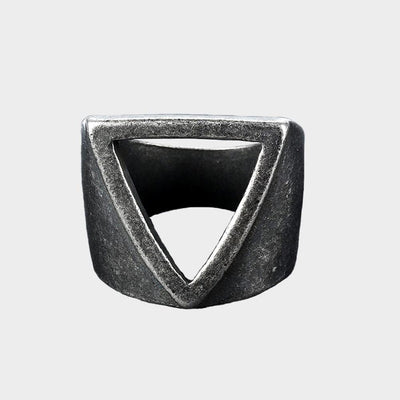 Hollow Triangle Stainless Steel Men's Ring - Viking Jewelry - Urcsilver