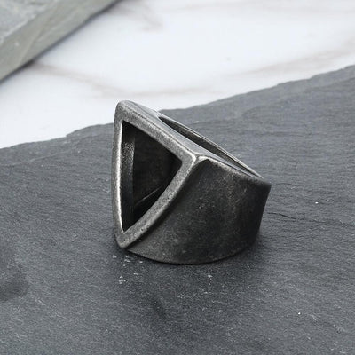 Hollow Triangle Stainless Steel Men's Ring - Viking Jewelry - Urcsilver